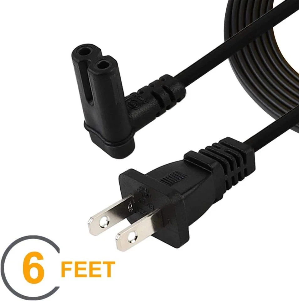 TV Power Cord,6-Feet US 2 Prong to IEC 320 C7(Figure 8) Right 6Feet, Black  - Image 2 of 4
