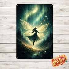 Enchanted Moonlight Fairy 8x12 Metal Sign Fantasy Iron Wall Art Decor