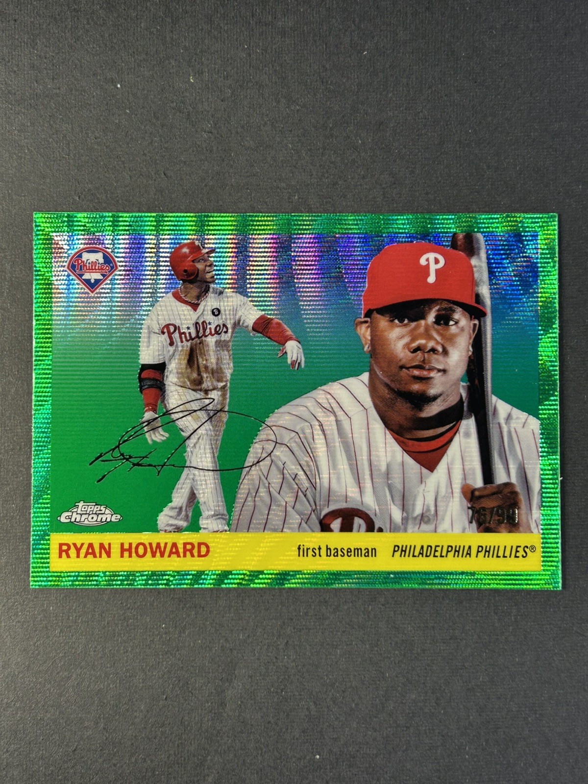 Ryan Howard 2025 Topps Chrome Platinum #356 Green Wave Refractor /99 Phillies