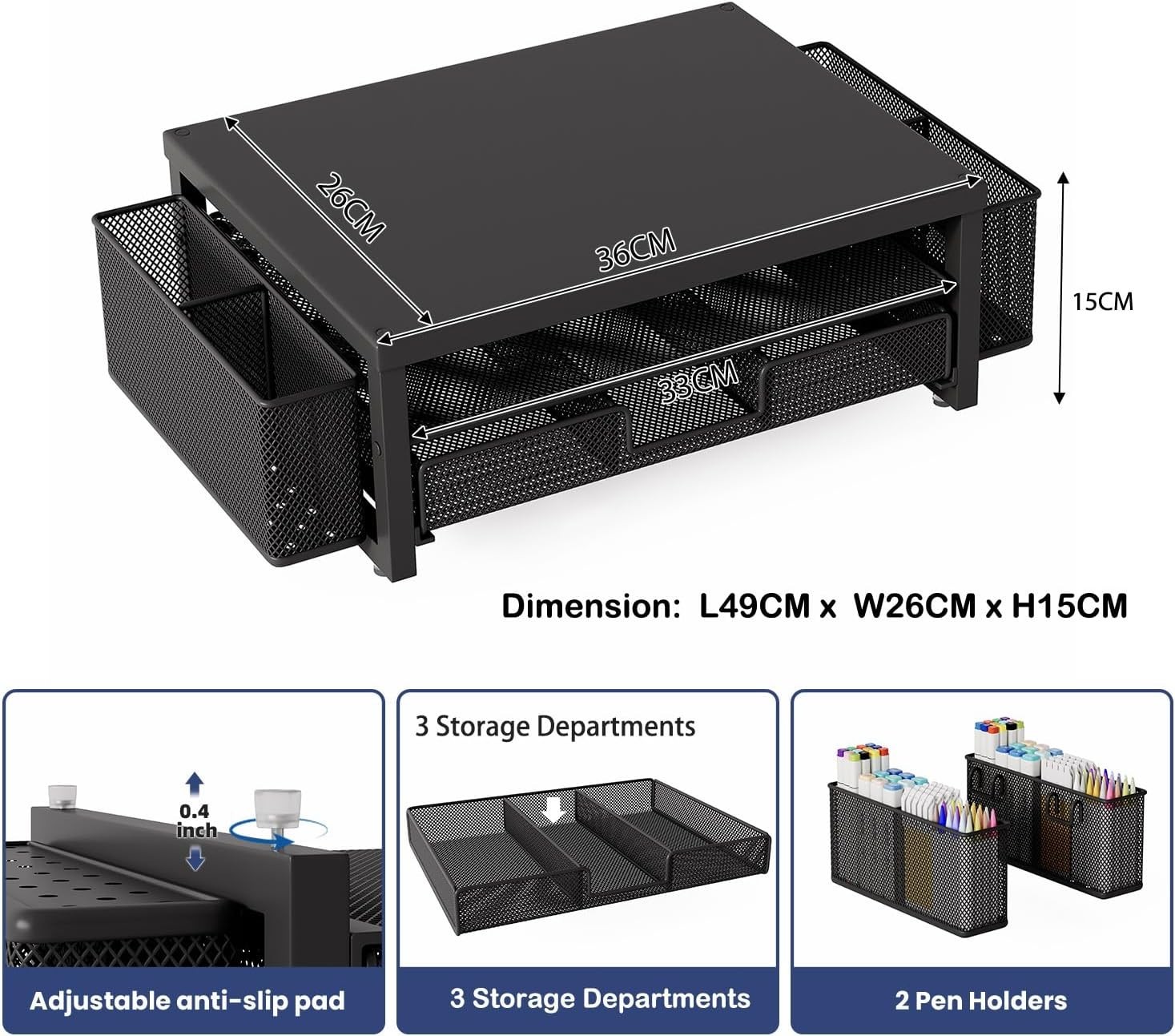 Supporto per Monitor con Cassetto Organizer in Metallo foto 2
