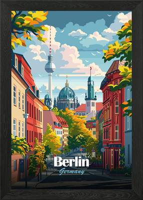 Berlin, Germany Cityscape Illustrat Framed Wall Art Poster Canvas Print Picture