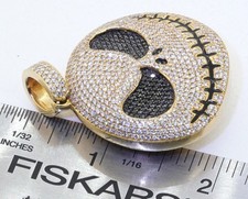 Ben Baller IF & Co heavy 14K YG 6CT Black White diamond Jack Skellington pendant