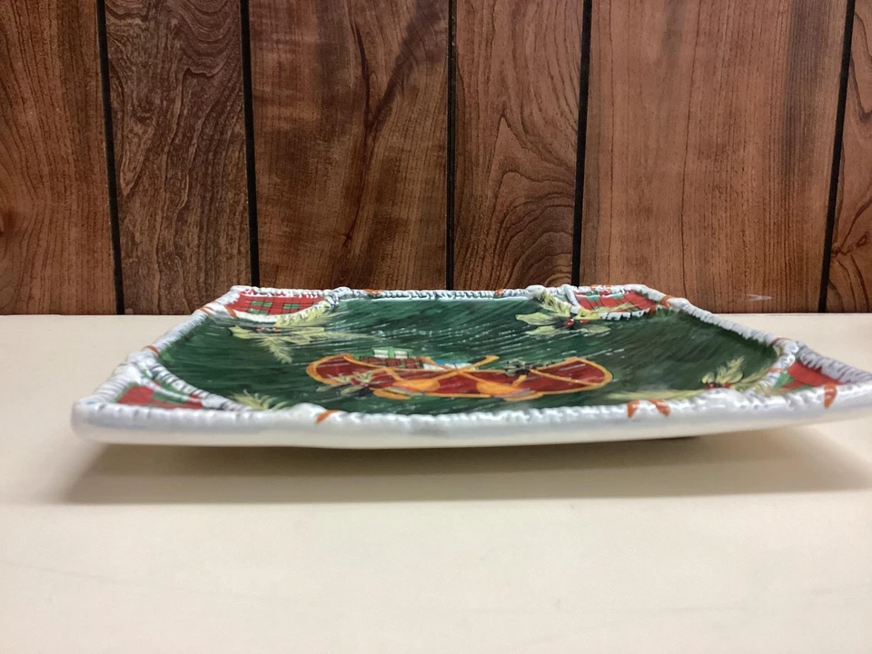 Bandeja cuadrada de canoa de Navidad internacional certificada Susan Winget bandeja de vacaciones Foto 3 de 4