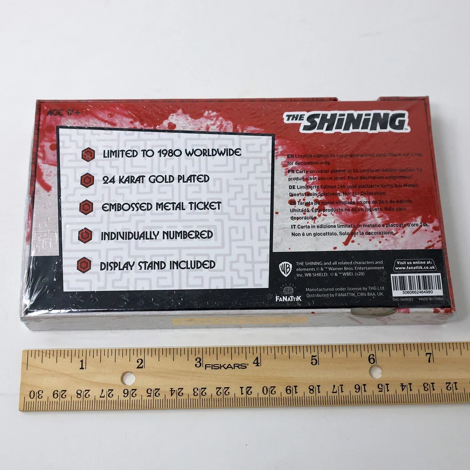 Réplica de boleto de pelota de hotel The Shining Overlook enchapado en oro de 24 k coleccionable Foto 3 de 3