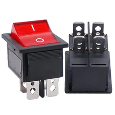 /2Pcs Rocker Switch AC 10A/125V 6A/250V DPST 4 Pins 2 Position On/Off Red LED Li