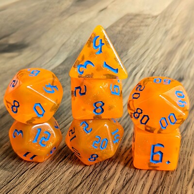 DND Würfel Set Harvest Moon Polyhedral Kunststoff Würfel 7 Stück TTRPG Dungeons Dragons