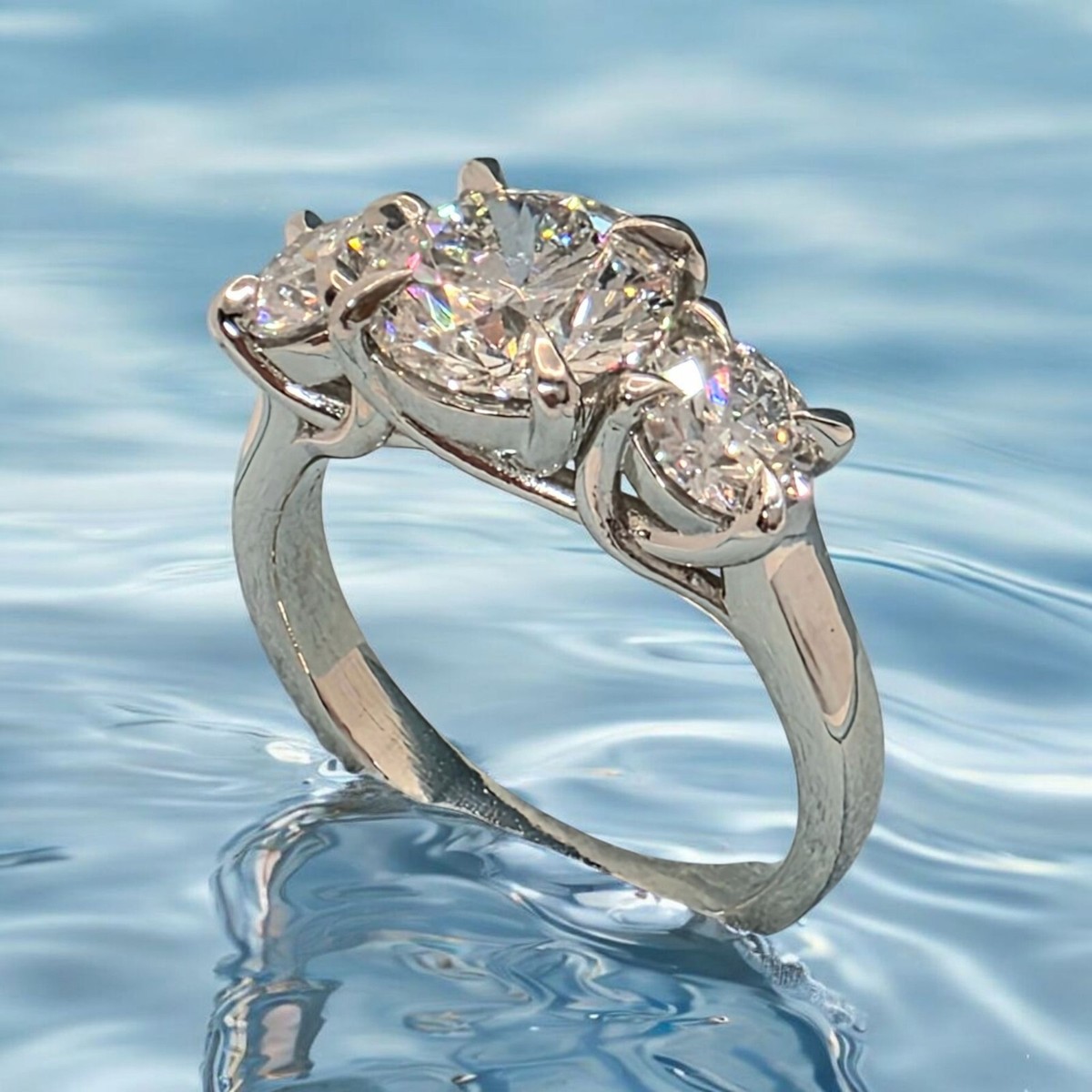 3.00ct E-VS1 エメラルドカットラボグロウンダイヤモンド婚約指輪 3.00 