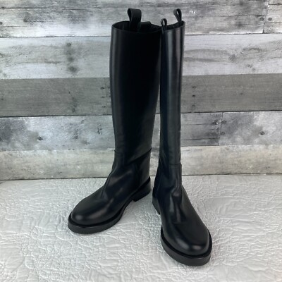 Jeffrey Campbell Friesian Black Leather Riding Knee Boots - Women's 7.5 - Classy