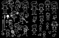 New High Quality Set Of 40 Stick Family Vinyl Decal Sticker Car Window Wall