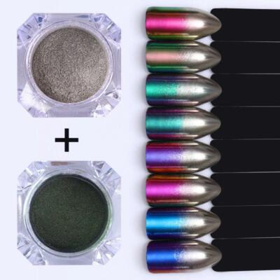 Chameleon Mirror Chrome Gradient Nail Powder Metallic Effekt Duo Ombre Rainbow