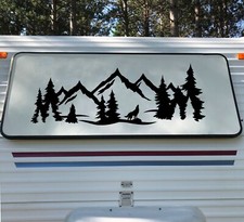 Wolf Mountain Forest Scene Camper Rv Graphics Travel Trailer Die Cut Sticker Wolf Mountain Forest Scene Camper Rv Graphics Travel Trailer Die Cut Sticker