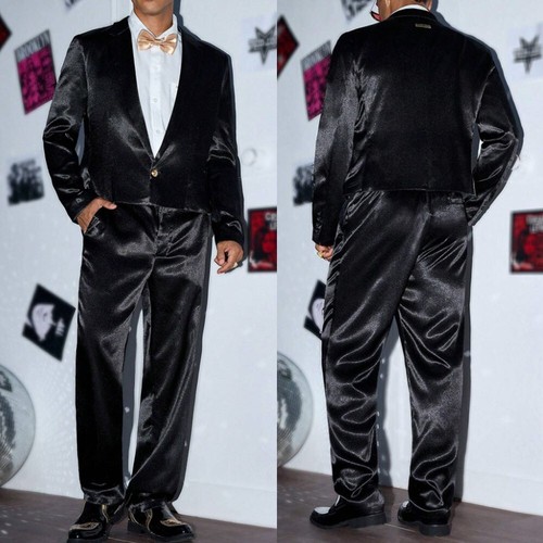 Velvet 2pcs Men's Woven Elegant Party Solid Color Slim Fit Suit Jacket And Pants