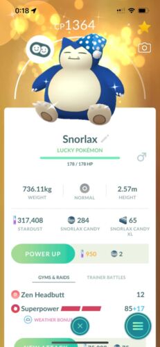Pokemon Snorlax Night Cap Shiny 30 days TRADE LUCKY - Picture 1 of 1