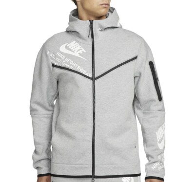 Nike Sportswear Tech Fleece Graphic Hoodie Mens Sz XXL 2XL Grey