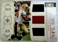 MARK INGRAM 2012 NATIONAL TREASURES NFL GEAR  MATERIALS 3-CLR PATCH/FOOTBALL#/99
