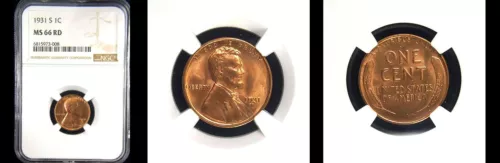 1931-S 1C NGC MS66RD-PURE RED-POP 34-PQ LINCOLN WHEAT SMALL CENT