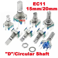 EC11 Rotary Shaft Encoder, With Push Switch 15mm, 5 Pin 20 Digital Potentiometer