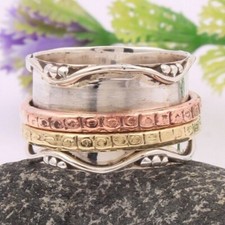 Beautiful 925 Sterling Silver Spinner Ring Meditation Jewelry Gift For Her B-494