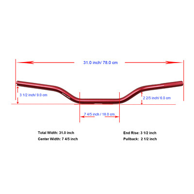 Red 31.0 '' Aluminum Handlebar Drag Bar for Harley Softail Dyna 1.0''  Clamp Area