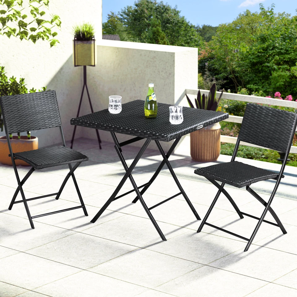 CASARIA® Balkonmöbel Set Polyrattan Klappbar 3tlg. Balkon Garten Terrasse Bistro - Bild 2 von 4