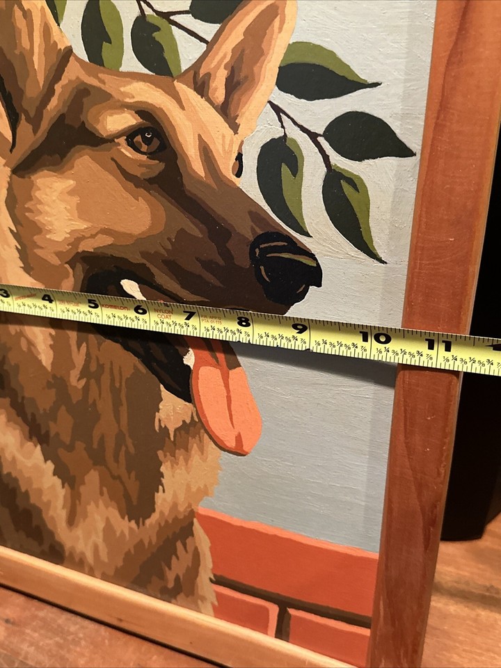 Vintage German Shepherd Dog Paint By Number Framed 1960’s Art PBN