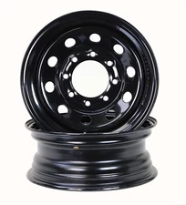 LIBRA 16 x 6 Trailer Wheels 8 Lug on 6.5" Bolt Pattern Black Mod, Set 2-17025
