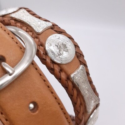 VTG Tony Lama 1 Inch Whipstitch Honey Leather Belt | eBay display picture 3