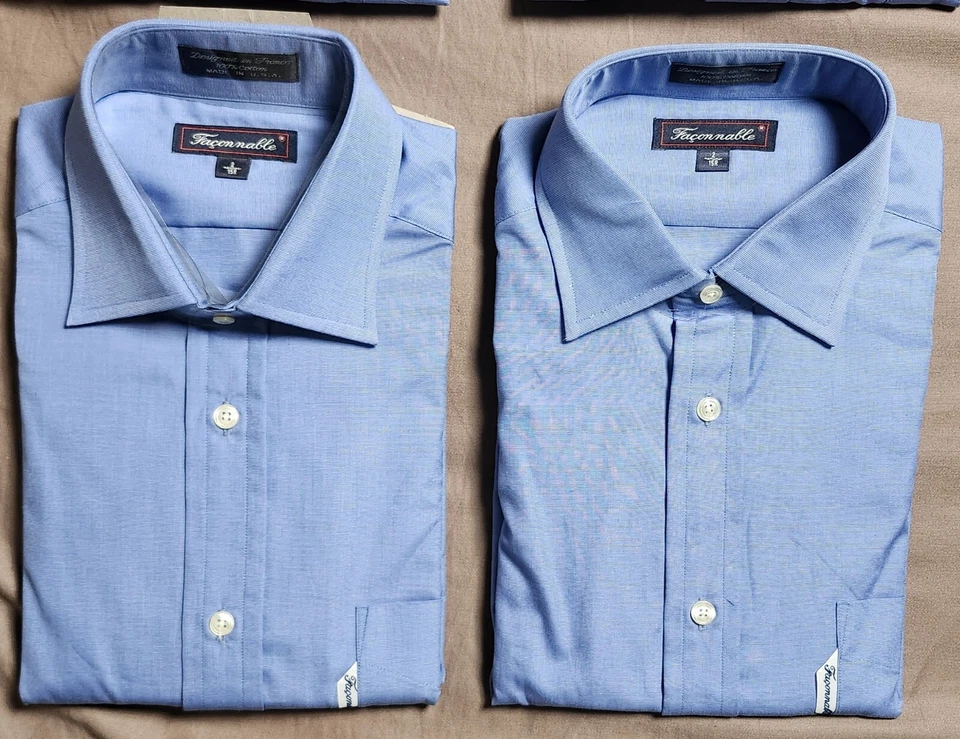 Lot of 4 Faconnable Men's Dress Shirts Blue 100% Cotton Size 2 15 R Made in USA - Image 4 of 4