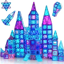 Magna Tiles Clear Colors Magnetic Building Toy Magnet Blocks Kids 3D Set 100 Pcs