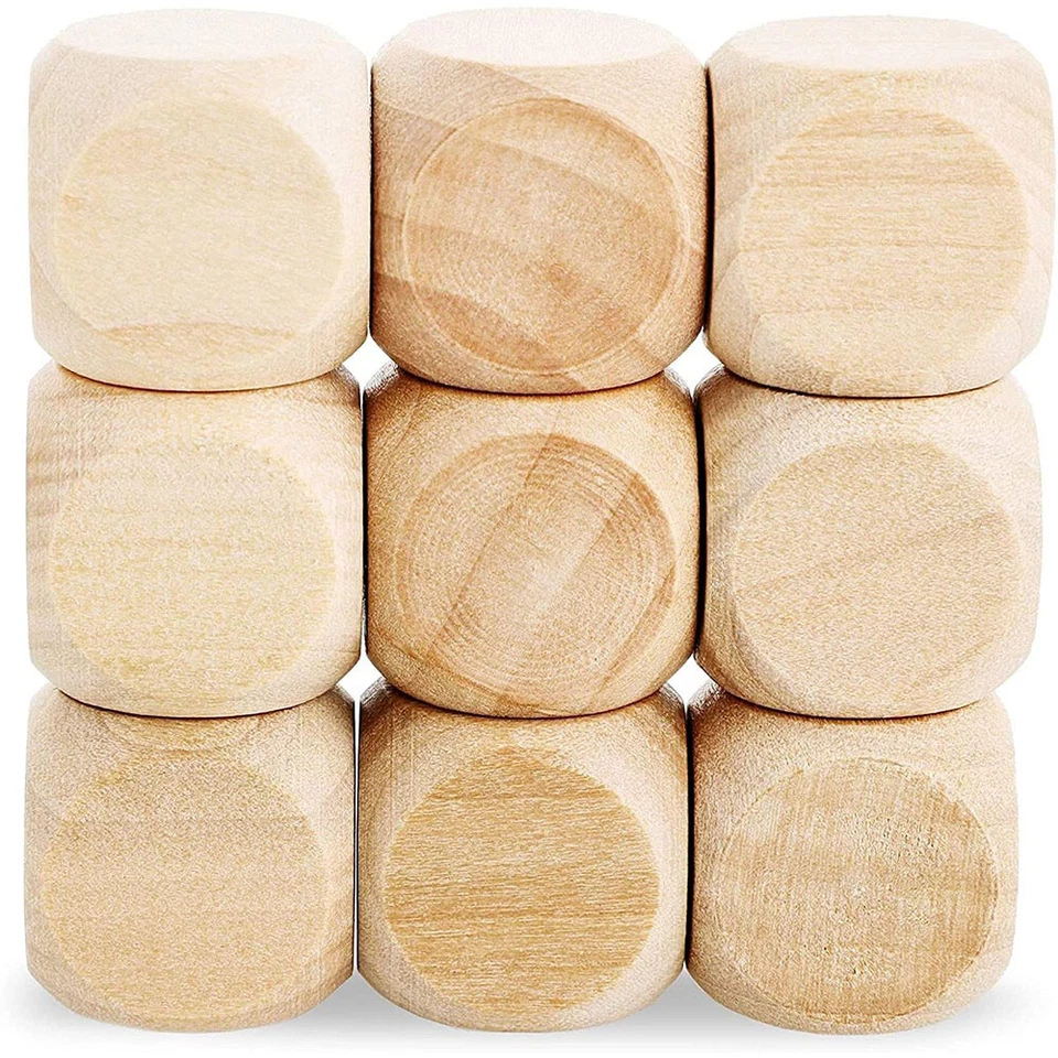 Wooden Plain Dice Beech Dices Cube Cubes Blank Plain Unpainted Wood Six Sided - Image 2 of 4