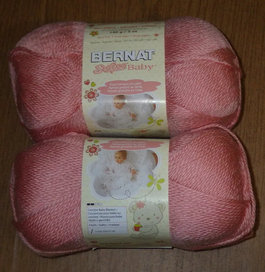 Lot of 2 Skeins, Bernat Softee Baby Yarn, #3 Weight, 5 oz, 362 yds, Soft  Peach