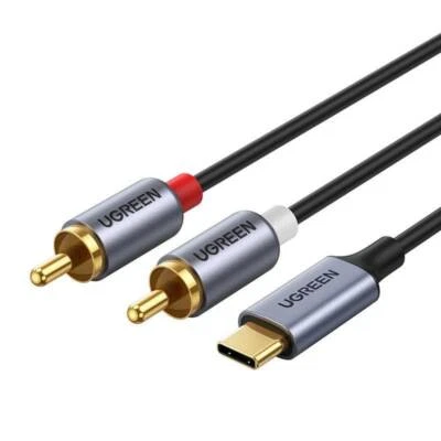 Kabel USB-C - 2RCA 1,5m Ugreen Audiokabel Adapterkabel Cinch-Kabel Grau
