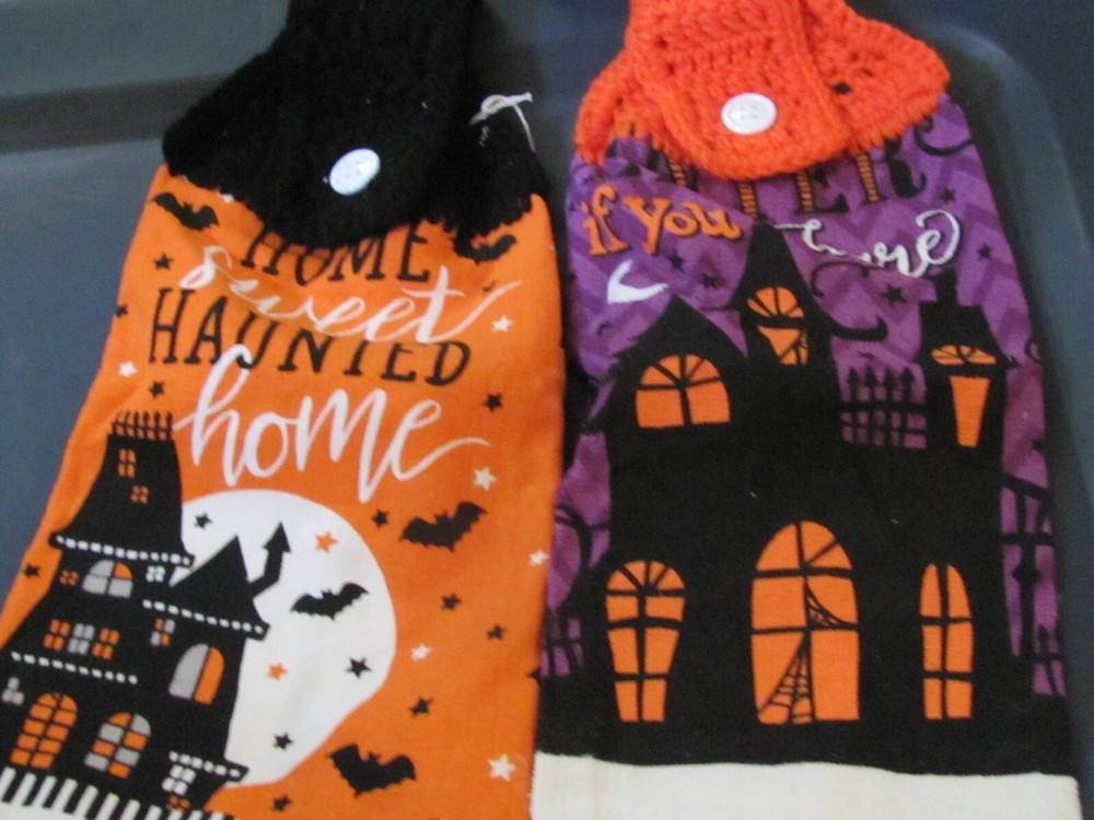 Haunted House Crocheted Kitchen Towel Enter If You Dare