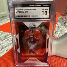 Justin Fields 2021 Panini Prizm Draft Picks  All American Red White & Blue PSA 9