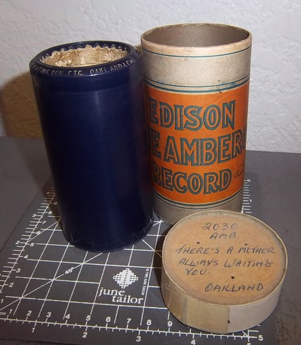 edison blue amberol record wax cylinder & box, 2030 theres a