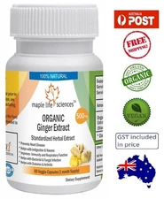ORGANIC Ginger Extract Capsules (Zingiber Officinale) - 500mg - AU Stock