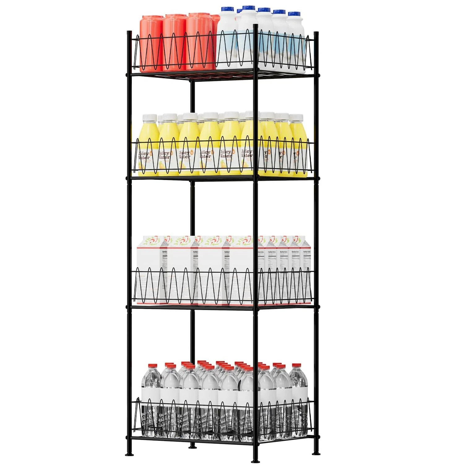 4Tier FreeStanding Water Bottle Holder Organizer Storage Rack Soda Can Dispenser