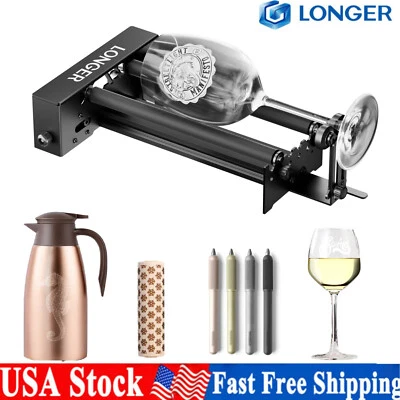 Longer Laser Engraver Rotary Roller w Bracket Y-Axis Rotary Roller 360° Rotation
