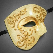 Gold Phantom of The Opera MENS Masquerade MARDI GRAS Venetian costume Half Face