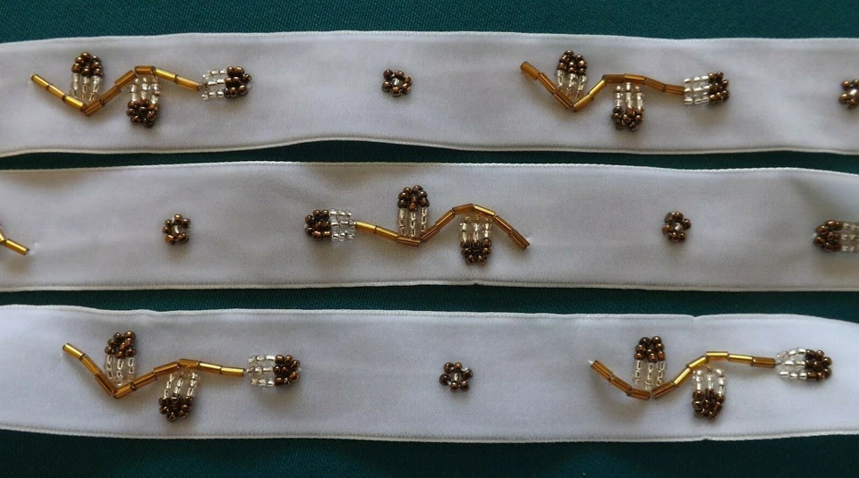 ruban velours perlé, 22 m X 2.8 cm, vintage - Photo 2/4