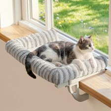 Zakkart Mellow Cat Perch for Windowsill, Hook-On or Screw-On Installation Pet...