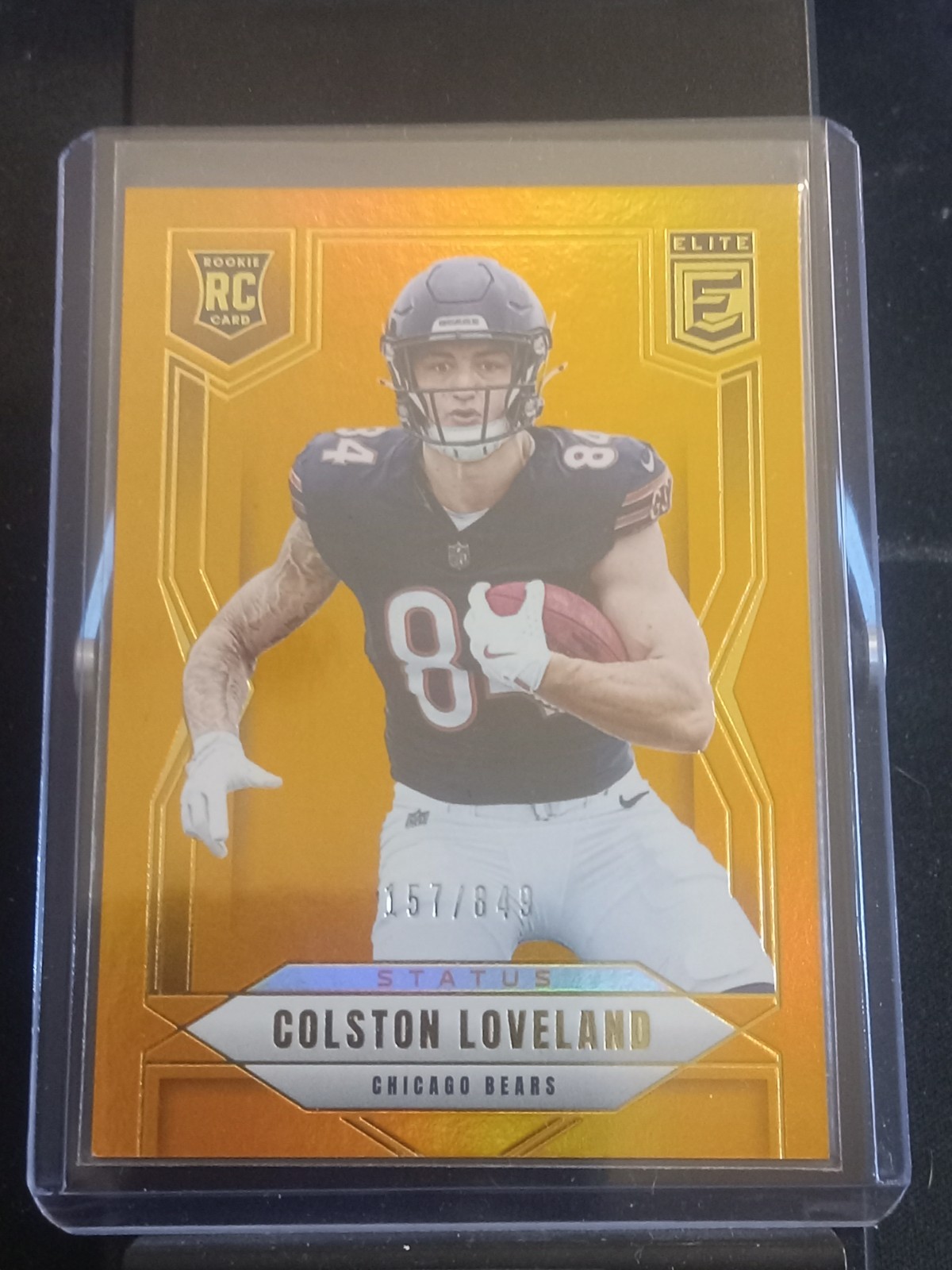 2025 Donruss Elite Colston Loveland #109 Status Metallic Orange #d/849 Rookie RC