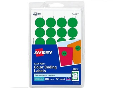 3/4in Round Removable Color Coding Labels 3/4in dia labels Green 1008/PK - 1EA
