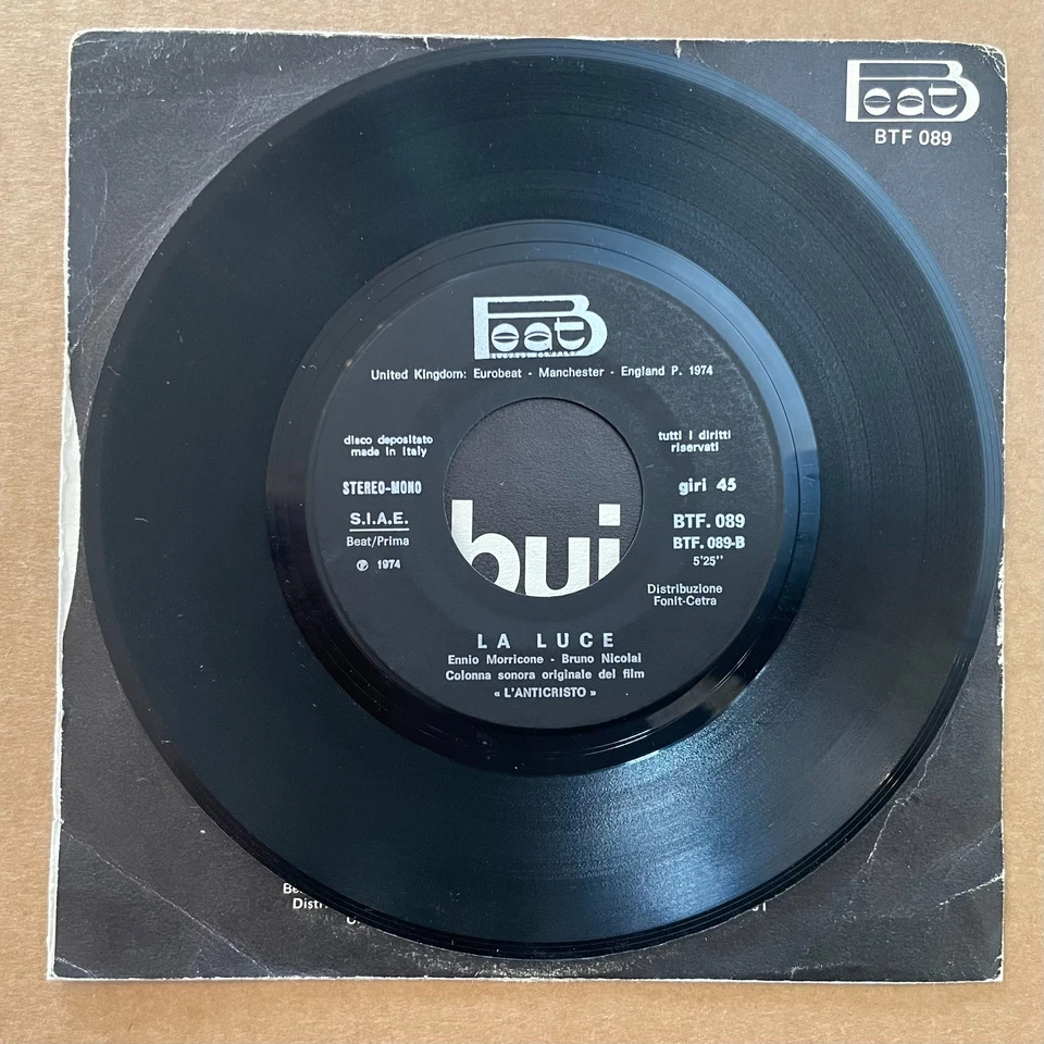 ENNIO MORRICONE & BRUNO NICOLAI - L'anticristo. Soundtack 45. OST. Avant. HORROR - Image 4 of 4