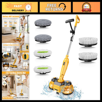 Cordless Electric Mop & Scrubber, 2-in-1 Spin Mop, LED Light, Water Spray, 800 R