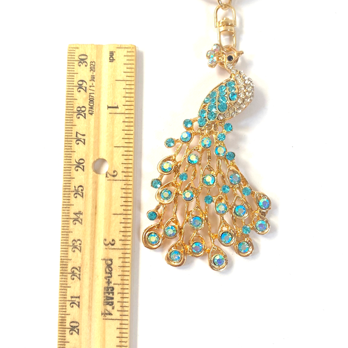 Schlüsselanhänger Pfau Strass Taschenanhänger Mehrfarbig Goldfarben Metall Neu - Bild 6 von 7