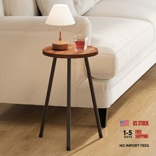 Small Couch Side Table, Drink Table, Mini Round End Table, Coffee Table, Brown