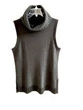 New 100% Cashmere Sequin Sleeveless Turtleneck L Sweater Tunic Neiman Marcus NWT