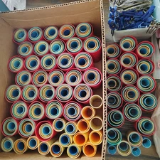 375 Vintage Plastic Barrel Multi Color Nesting Hair Curlers Rollers & Clips USED