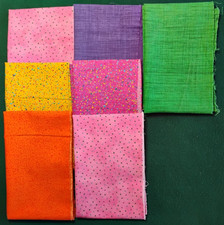 7 Pieces New Fat Quarters Various Print Fabrics Including Moda, Stash Builders